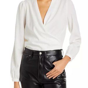 AQUA Long Sleeve Faux Wrap Top - Size Small